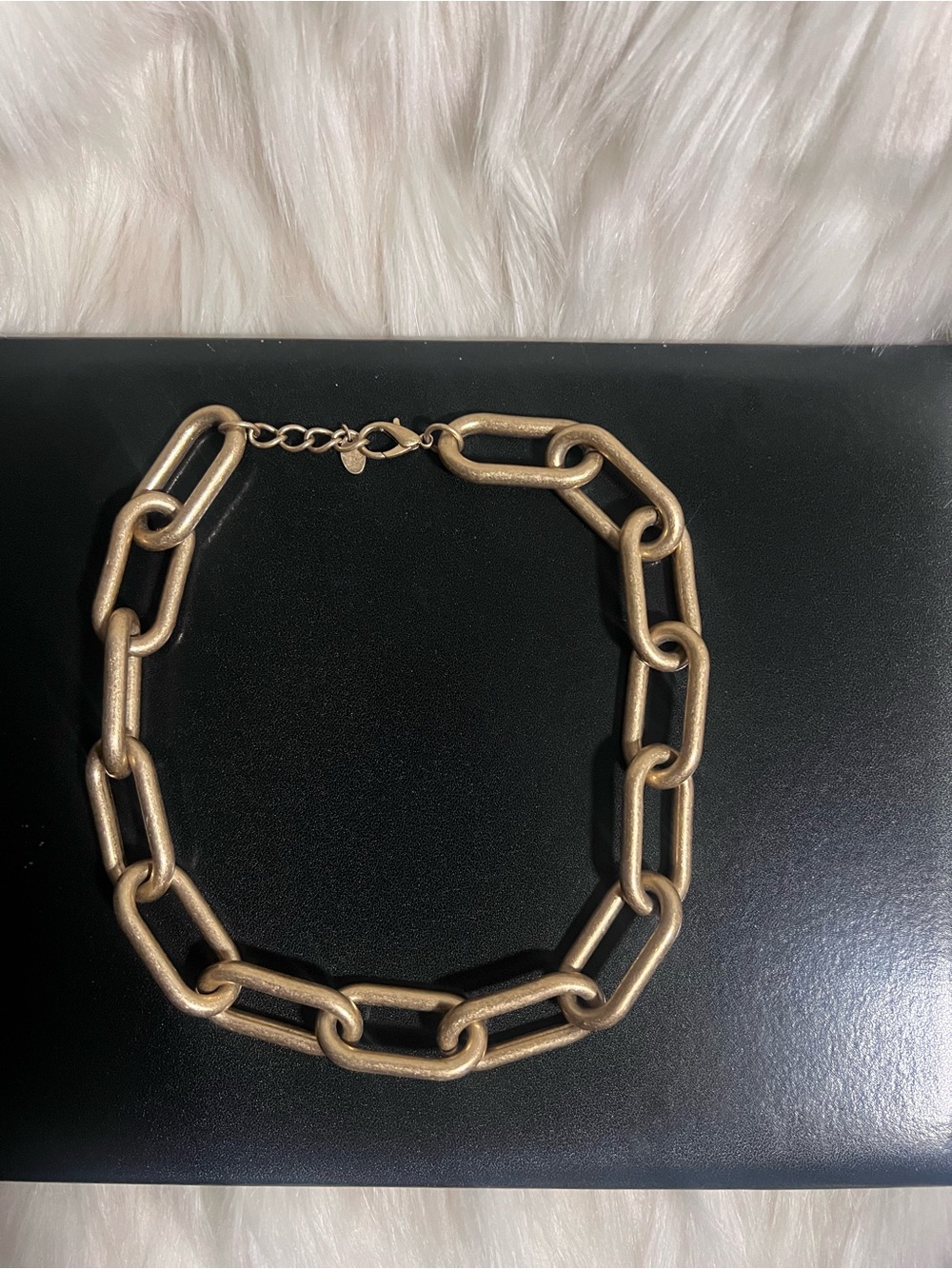 Matte Gold Oversized Link Statement Necklace | 19” | Hypoallergenic